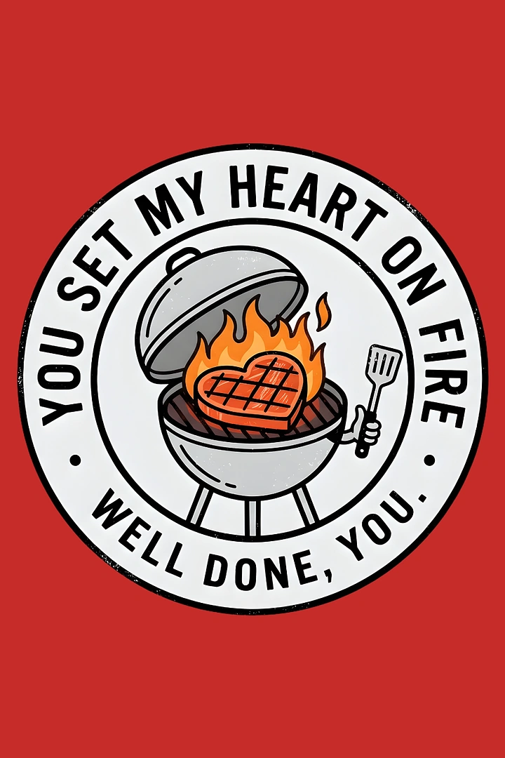 BBQ & Grill Restaurants creative ad: Heart-on-fire grill emblem pun