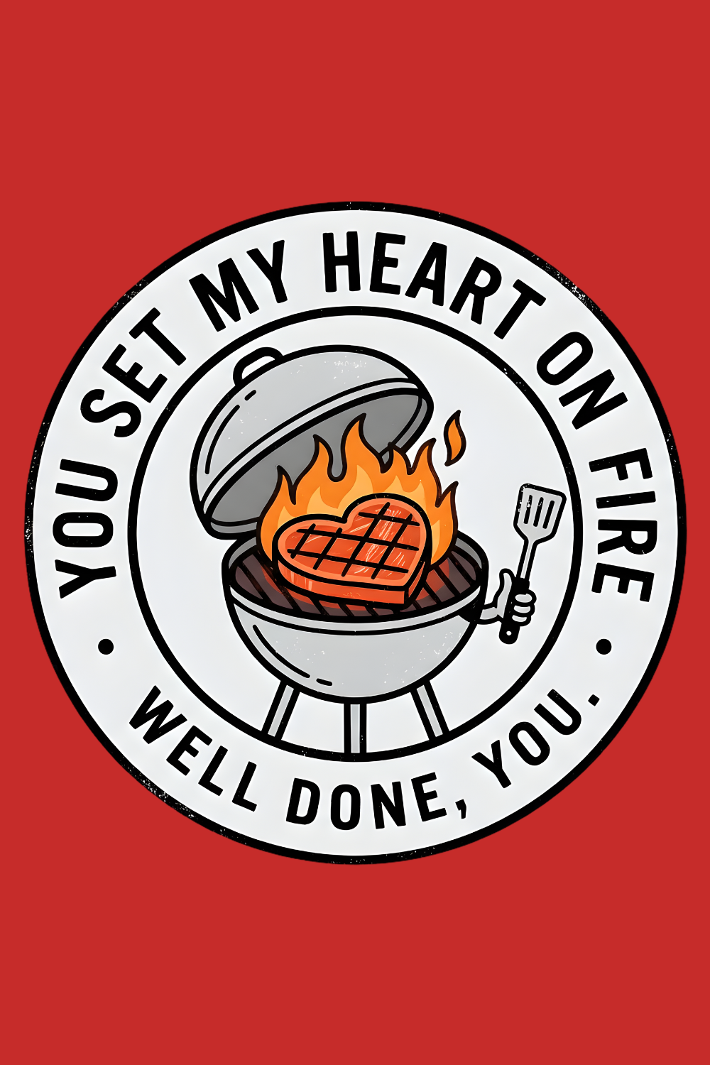 Story: Heart-on-fire grill emblem pun