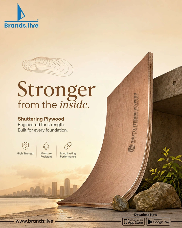 Carpenters & Woodwork creative ad: Plywood sheet as giant sweeping wave structure