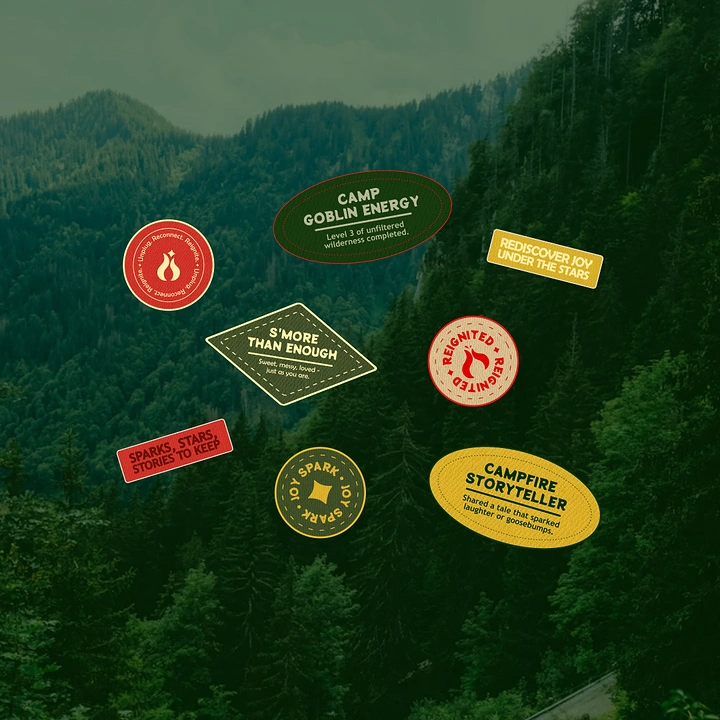 Summer Camps & Kids Activities creative ad: Camp brand expressed through collectible badges