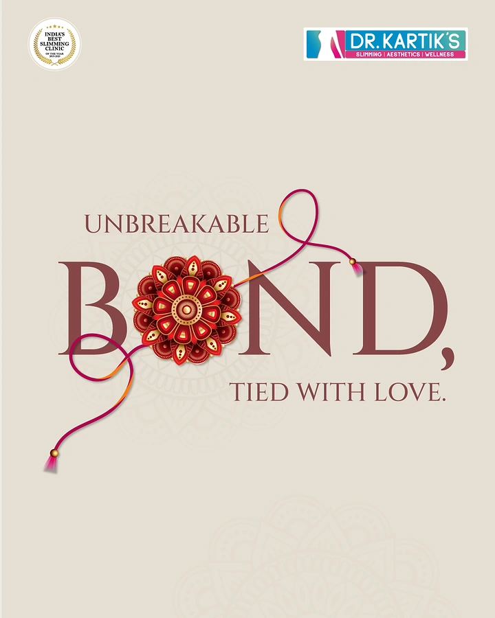 Raksha Bandhan creative ad: Rakhi replacing the O in a large serif word