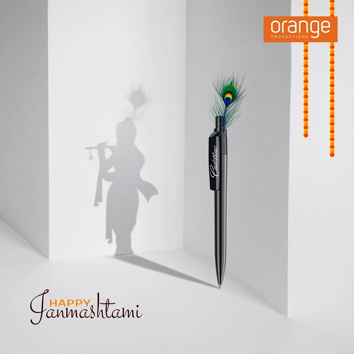 Janmashtami creative ad: Pen with feather casts Krishna's shadow