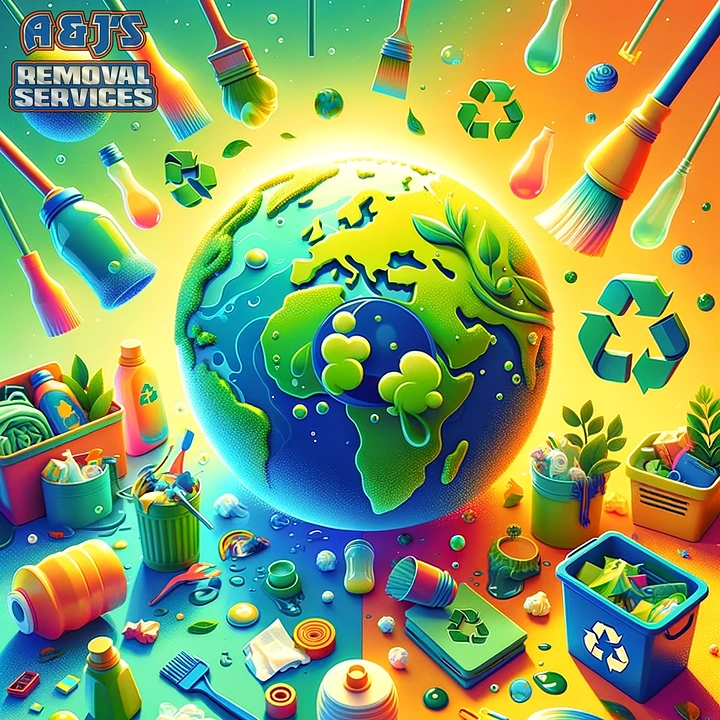 Junk Removal creative ad: Recycling world built from cleanup imagery