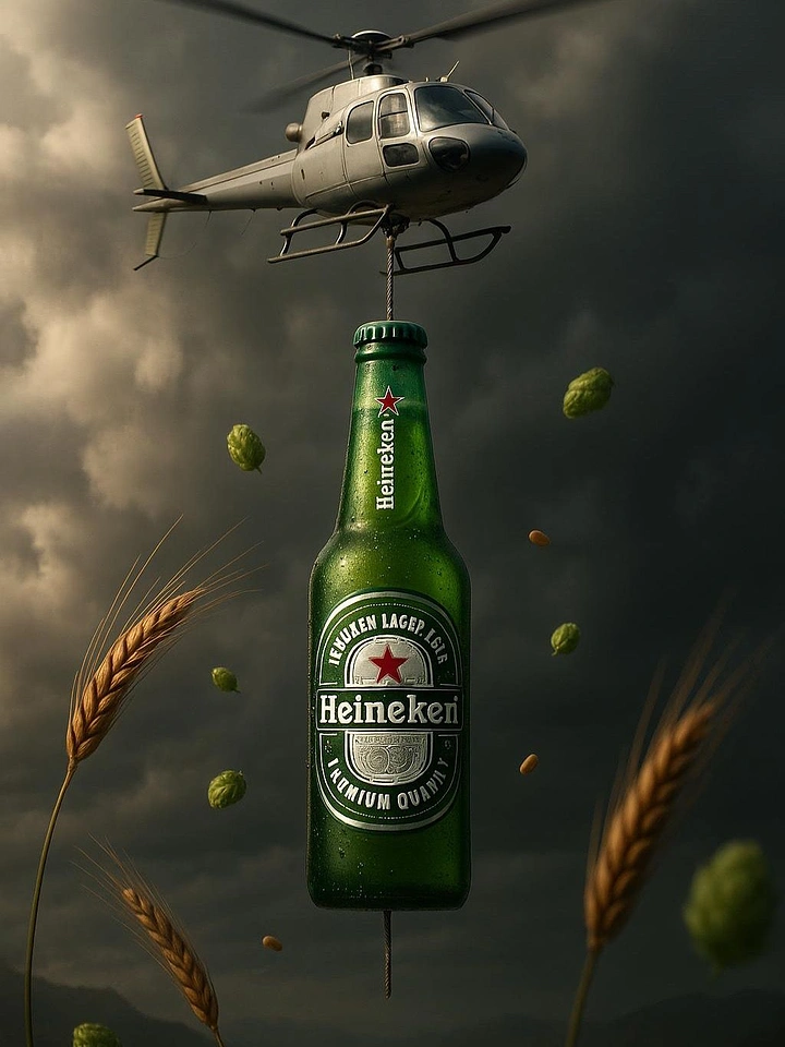 Bars & Pubs creative ad: Helicopter delivers surreal beer-world drama