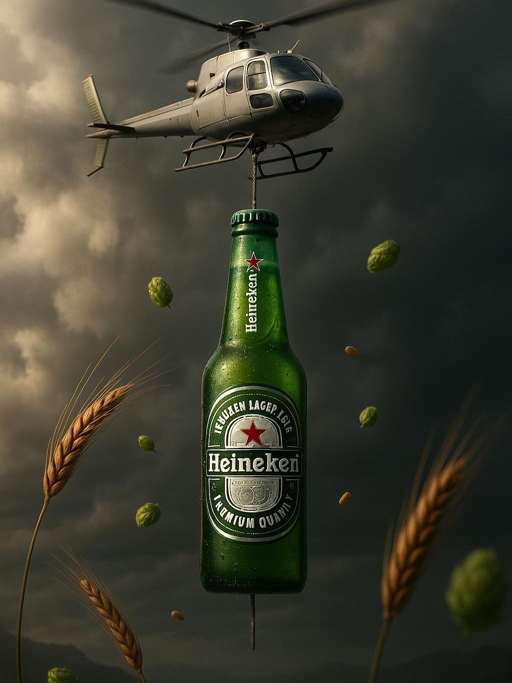 Instagram post: Helicopter delivers surreal beer-world drama