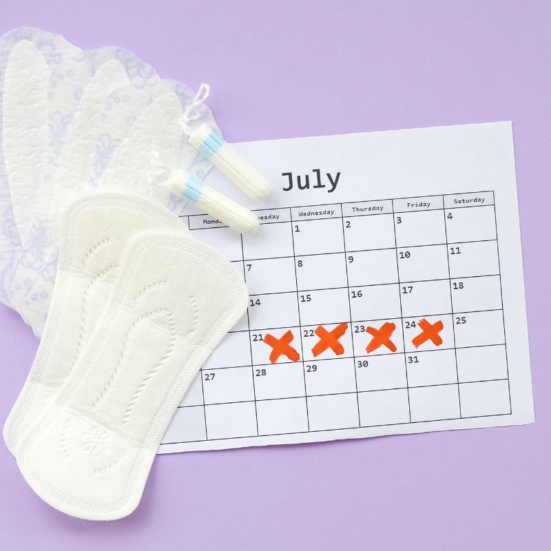 Instagram post: Calendar marks connect product to period timing