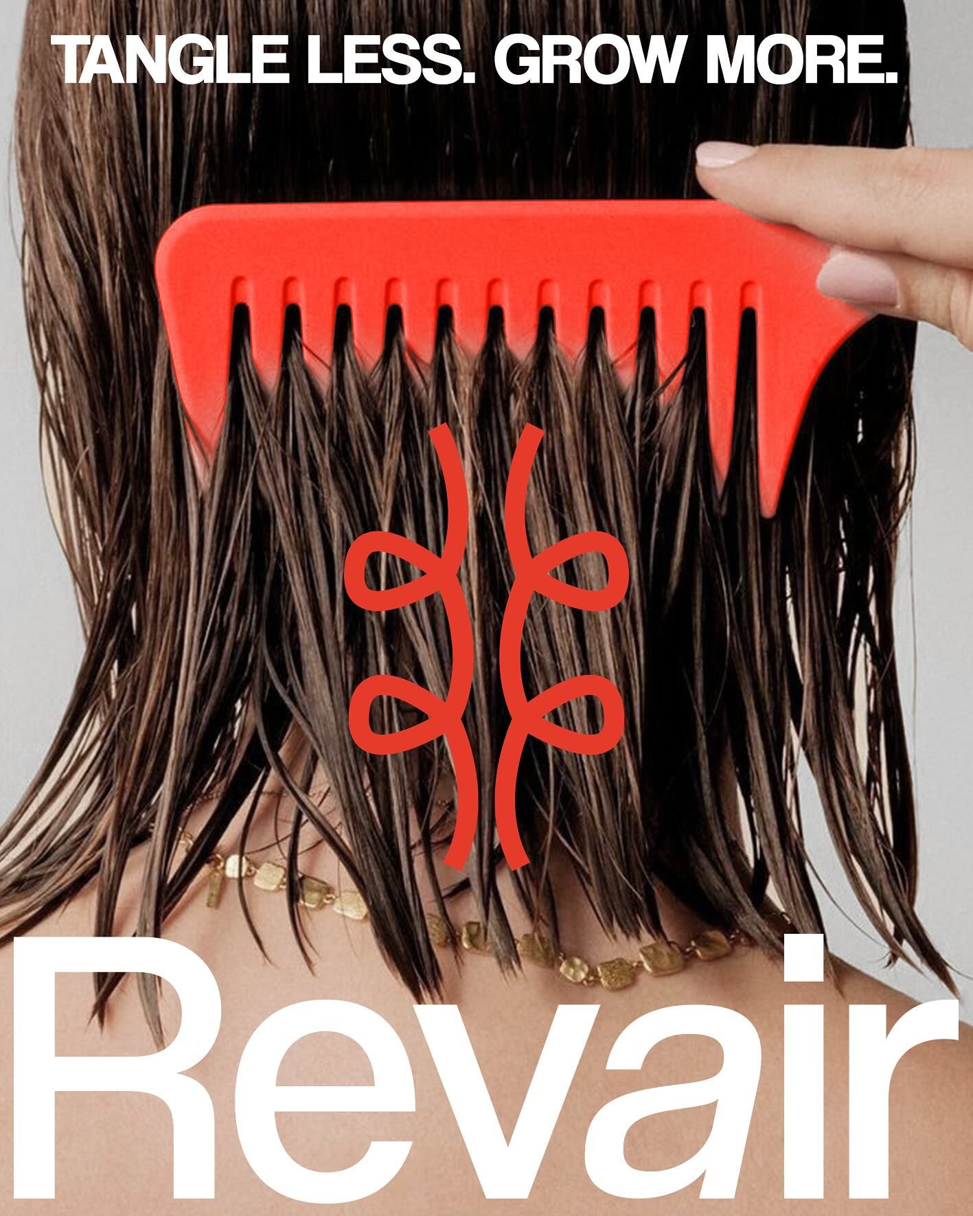 Instagram post: Red comb running through wet brunette hair, seen from behind