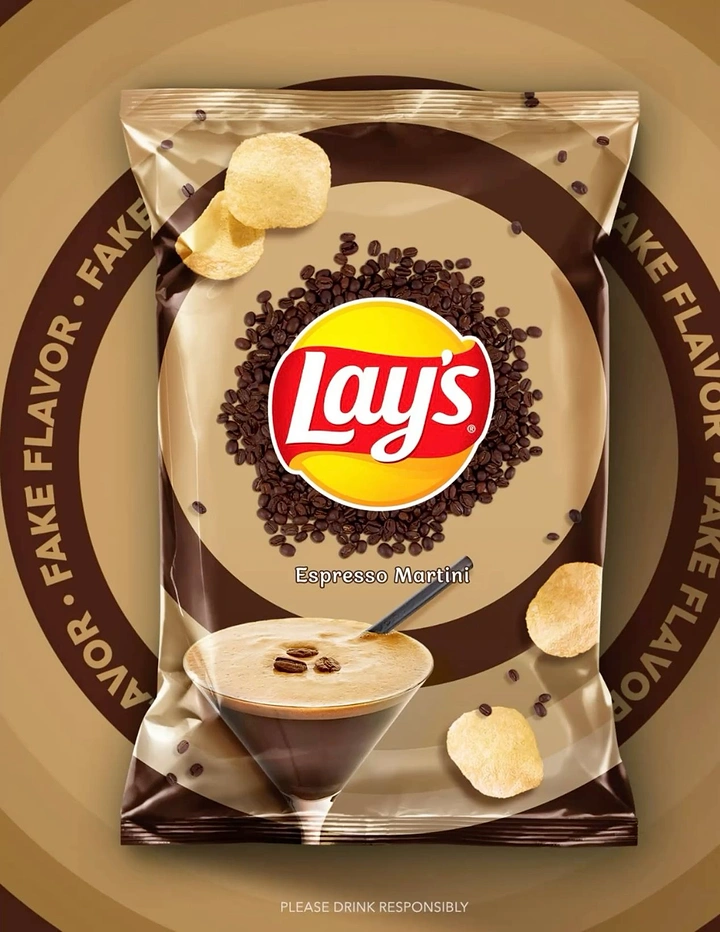 Snacks & Namkeen Brands creative ad: Espresso martini flavour, 'fake flavor' ring