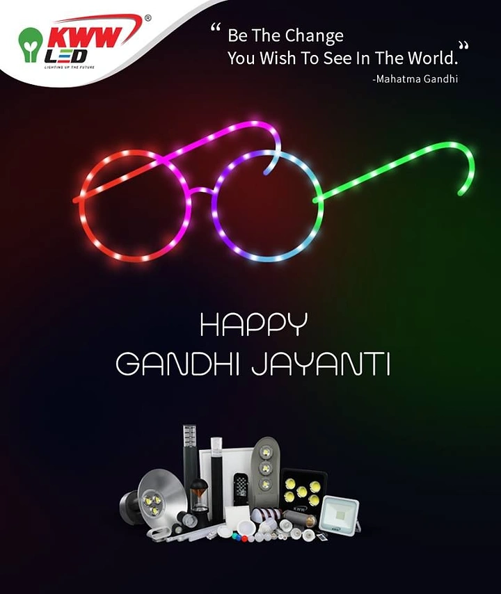 Gandhi Jayanti creative ad: Neon spectacles formed from multicolour LED tubing