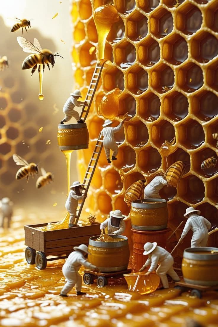Story: Miniature workers harvest honeycomb factory