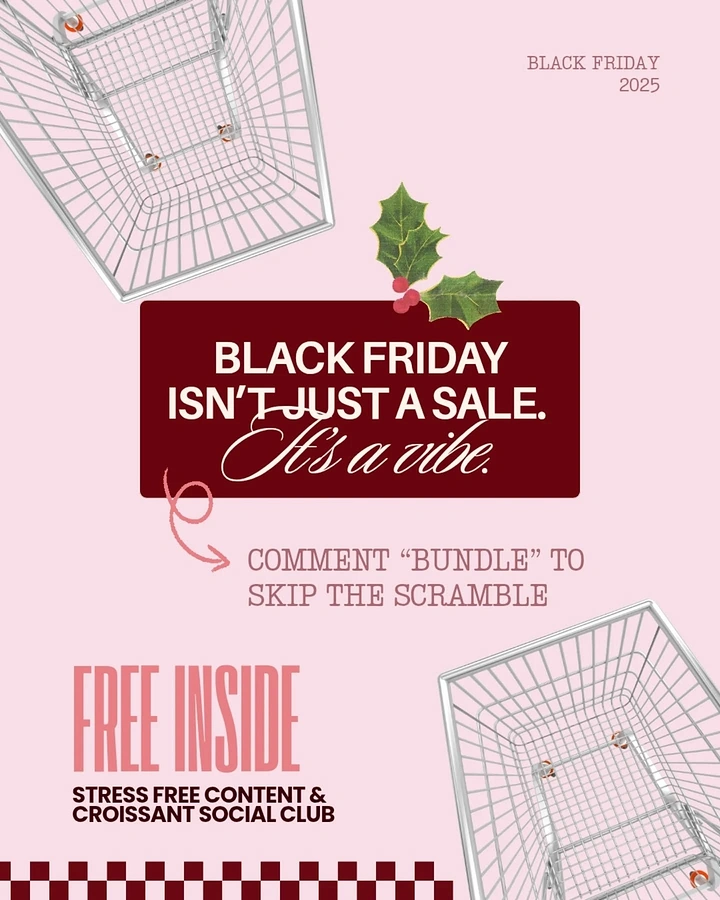 Black Friday creative ad: Top-down wire shopping carts with holly sprig