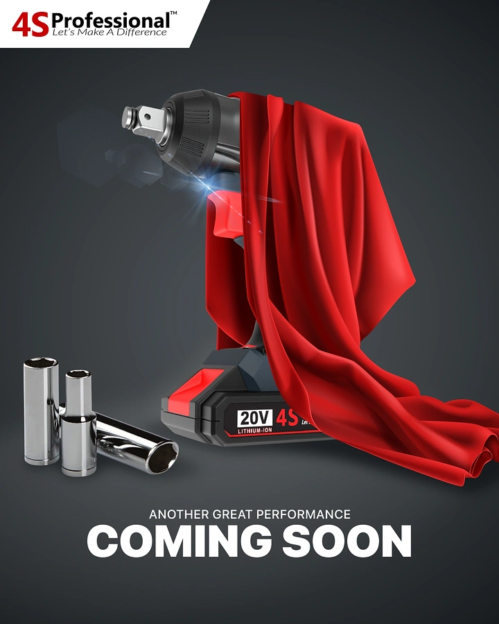 Hardware Stores creative ad: A cordless impact wrench dramatically revealed beneath a flowing red cloth
