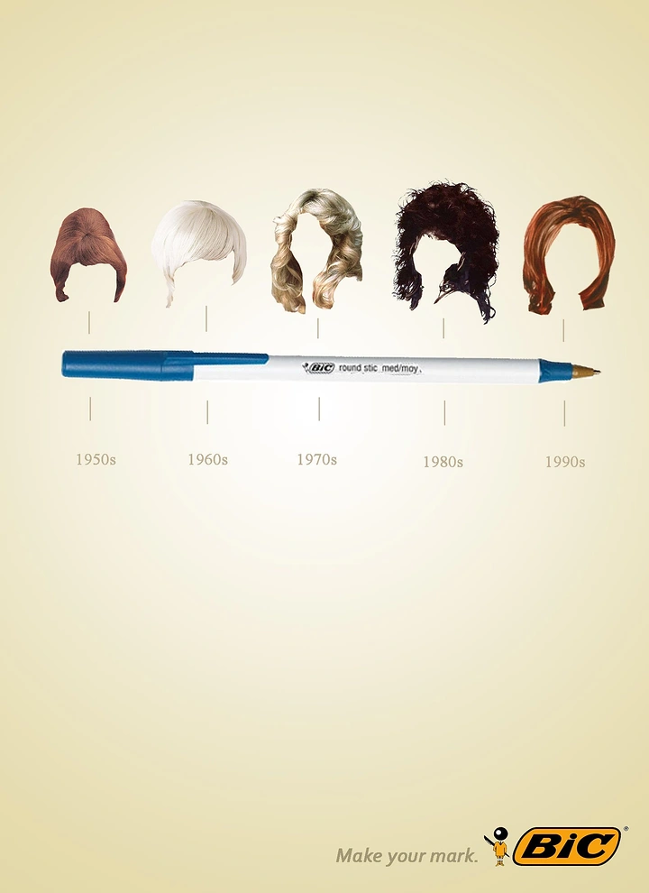 Pens & Writing Instruments creative ad: Pen doubles as evolving hairstyles