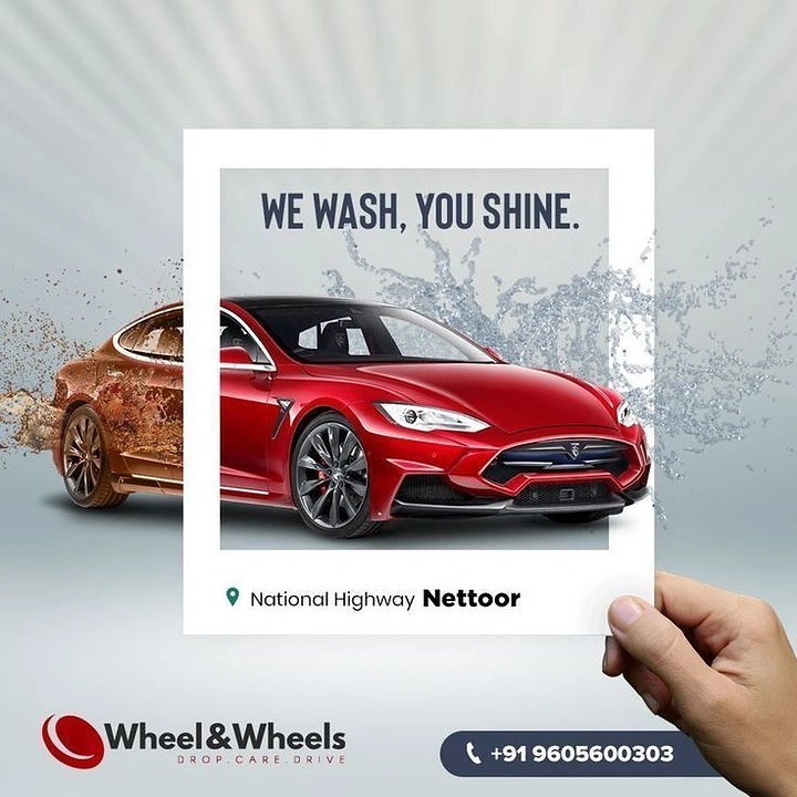 Car Wash & Detailing creative ad: Dusty car turns clean inside photo frame