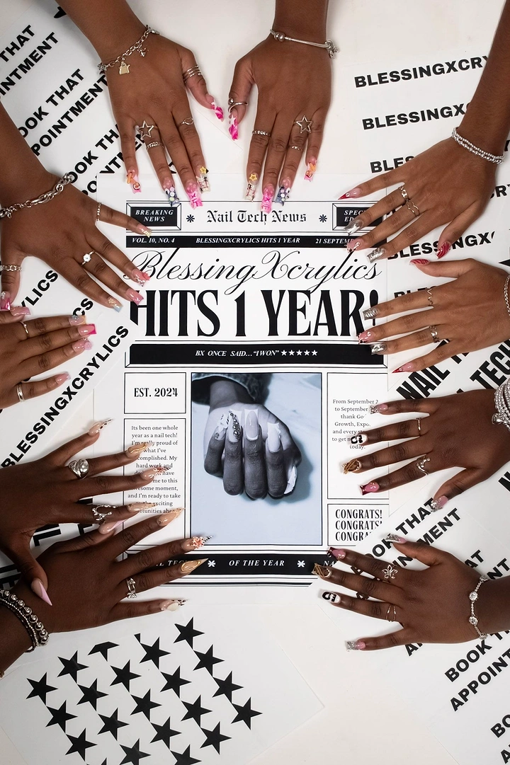 Nail Salons creative ad: Newspaper front page for salon anniversary