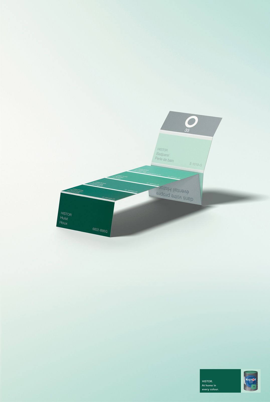 Poster: Green paint swatch strip folded into a sun lounger