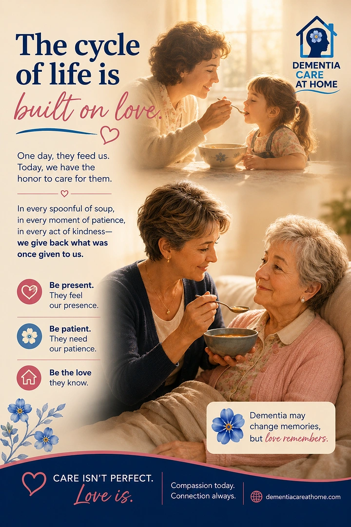 Senior Care creative ad: Cycle of life: feeding roles reversed