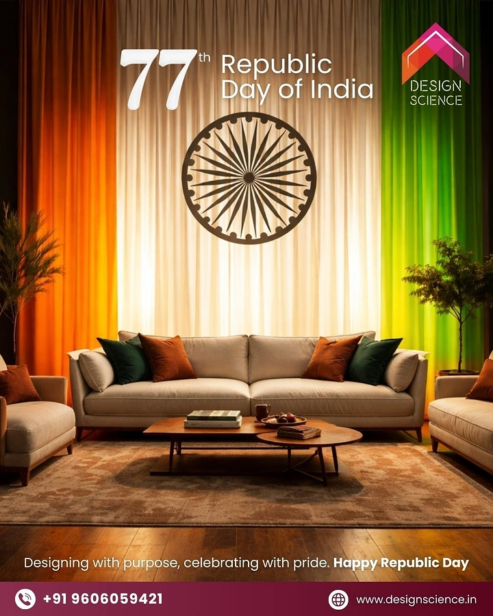 Republic Day creative ad: Interior curtains form tricolor with chakra