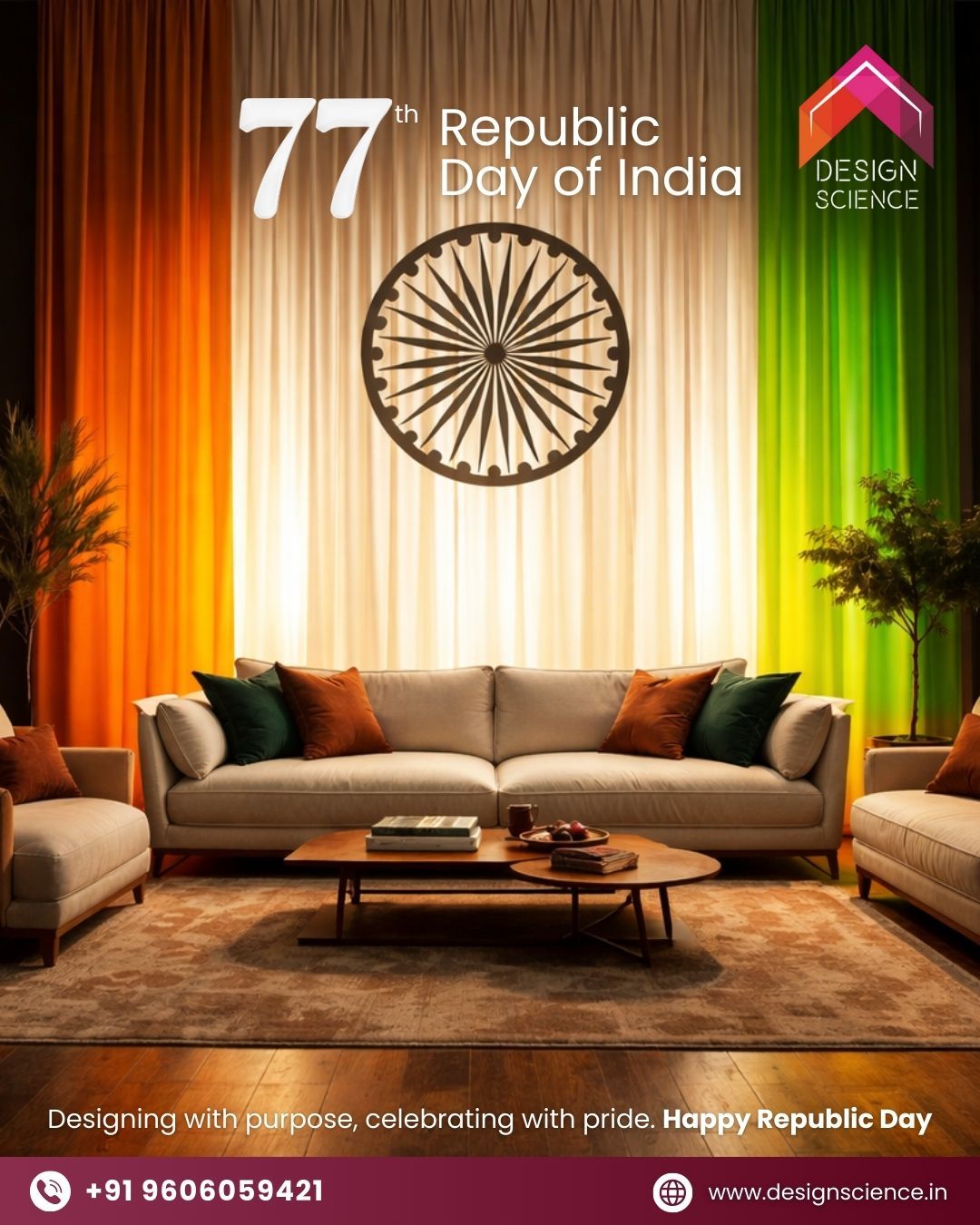 Interior curtains form tricolor with chakra