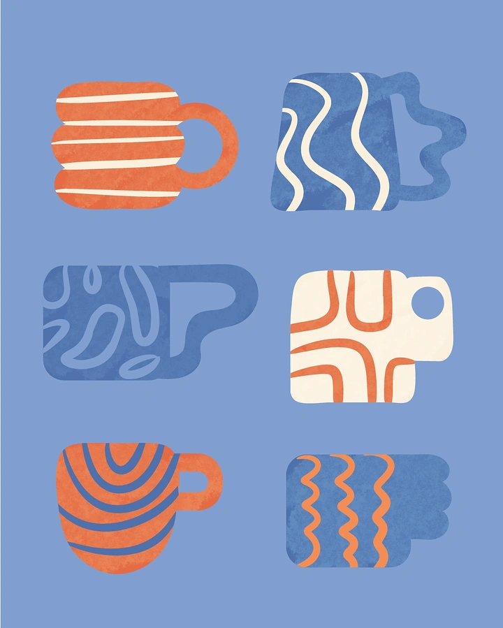 Tumblers, Flasks & Drinkware creative ad: Decorative mug pattern showcases product variety