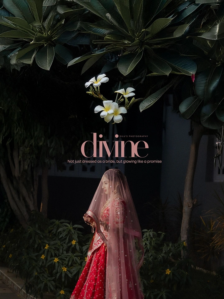 Bridal Wear & Wedding Dresses creative ad: Bride framed as divine garden figure