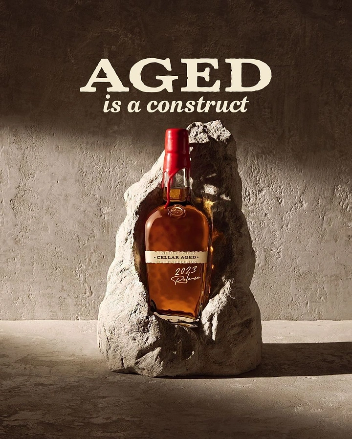 Beer, Wine & Spirits creative ad: Bourbon bottle set into a carved rock