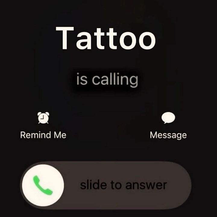 Tattoo Studios creative ad: Incoming call UI: 'Tattoo is calling'