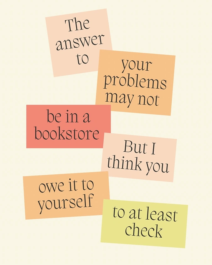 Bookstores creative ad: Witty sticky-note copy nudging bookstore visit