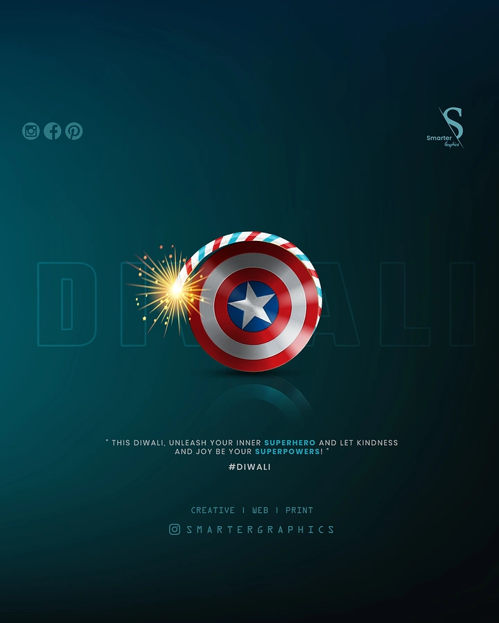 Diwali creative ad: Captain America shield as spinning chakri