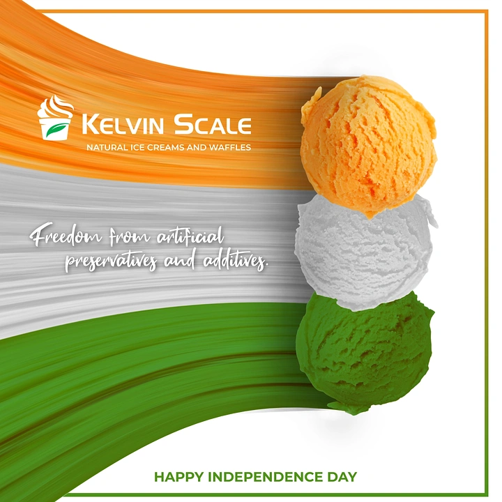 Independence Day creative ad: Stacked saffron, white and green ice cream scoops