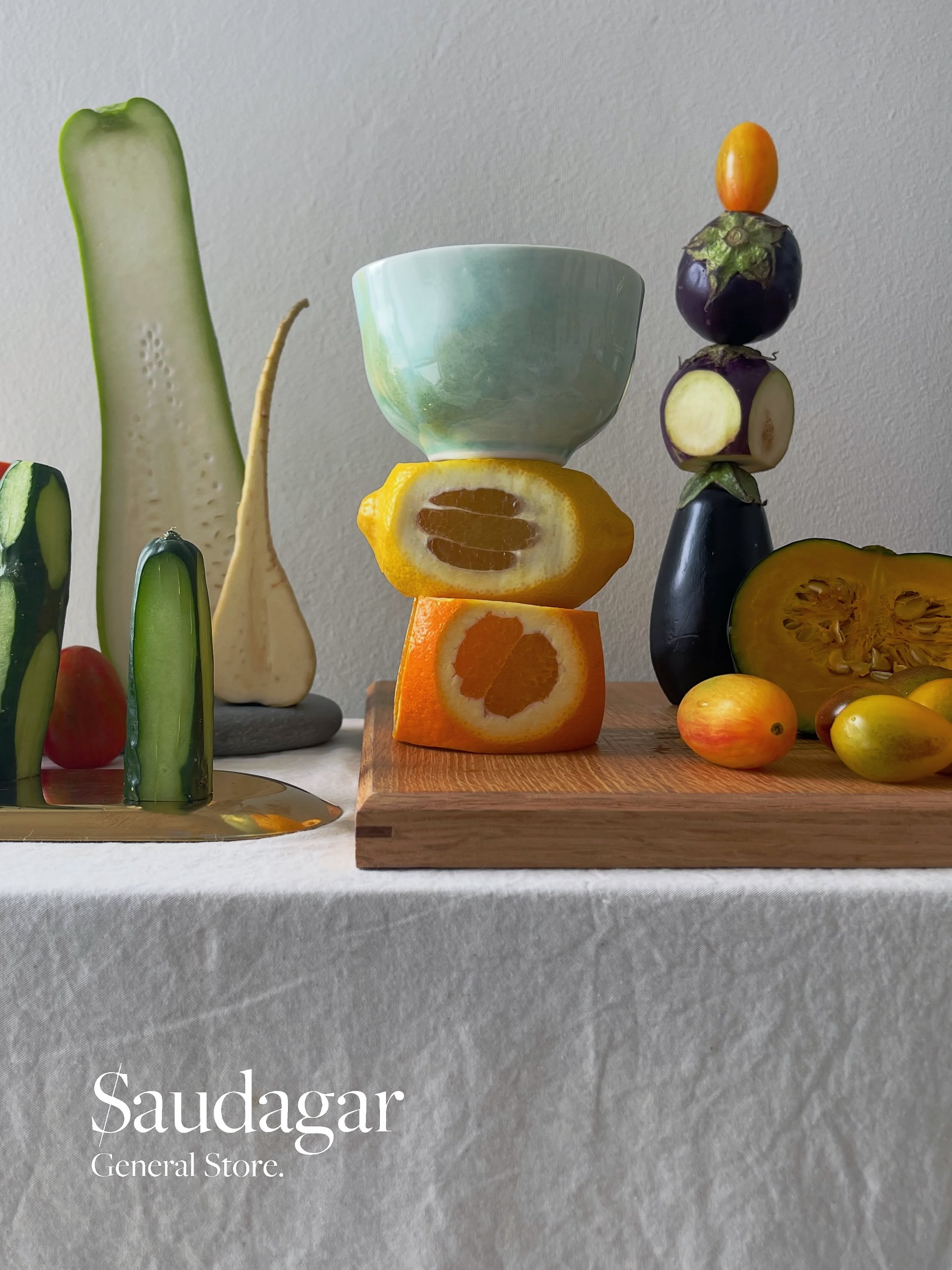 Carousel: An art-directed still life of fruit, flowers, and sculptural ceramic objects, slide 10