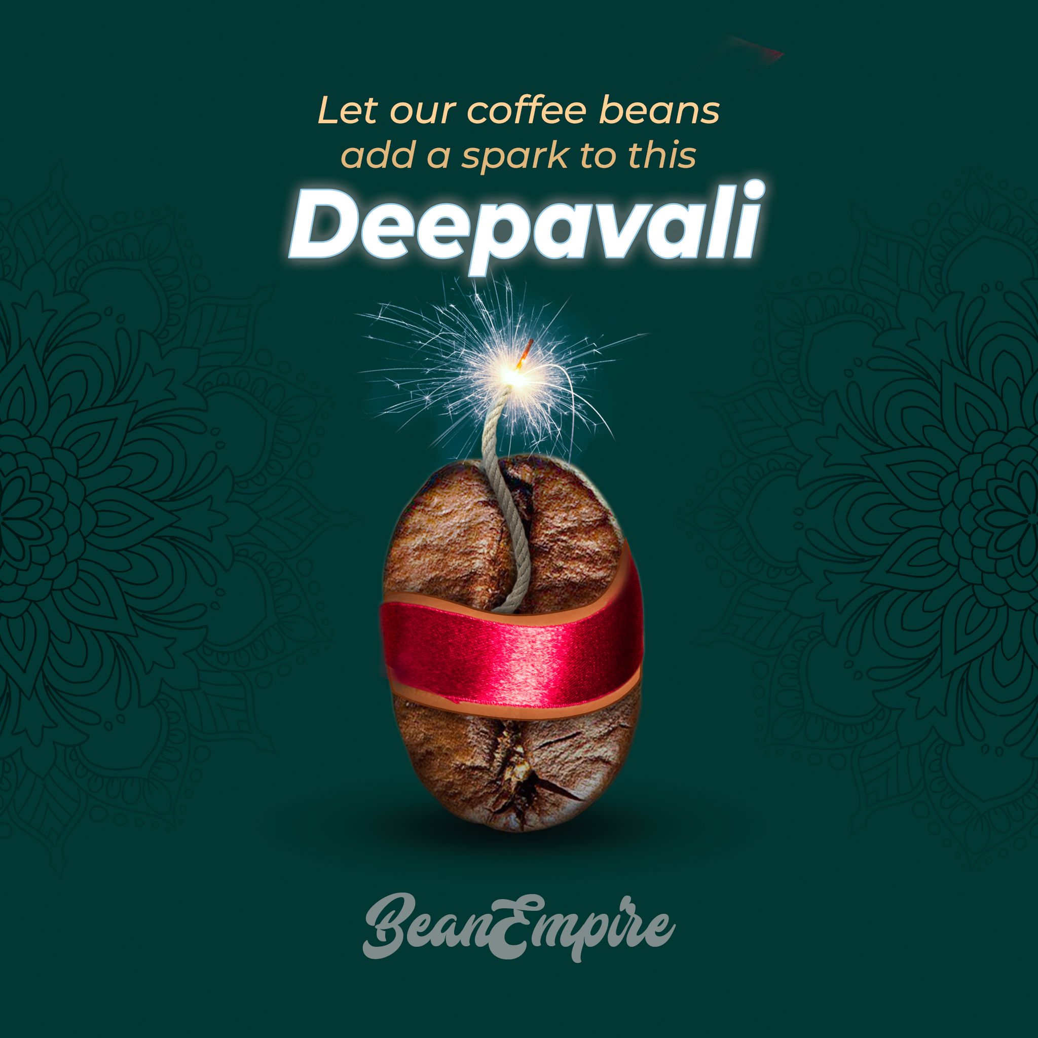 Coffee bean styled as a lit firecracker