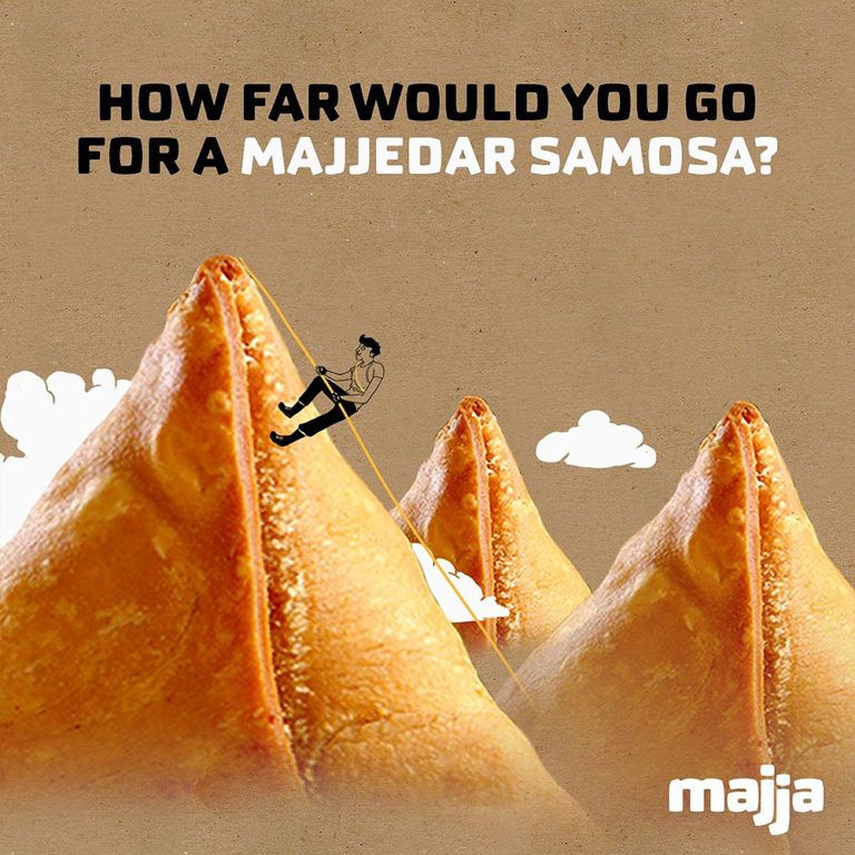 Instagram post: Samosas become adventurous mountain peaks
