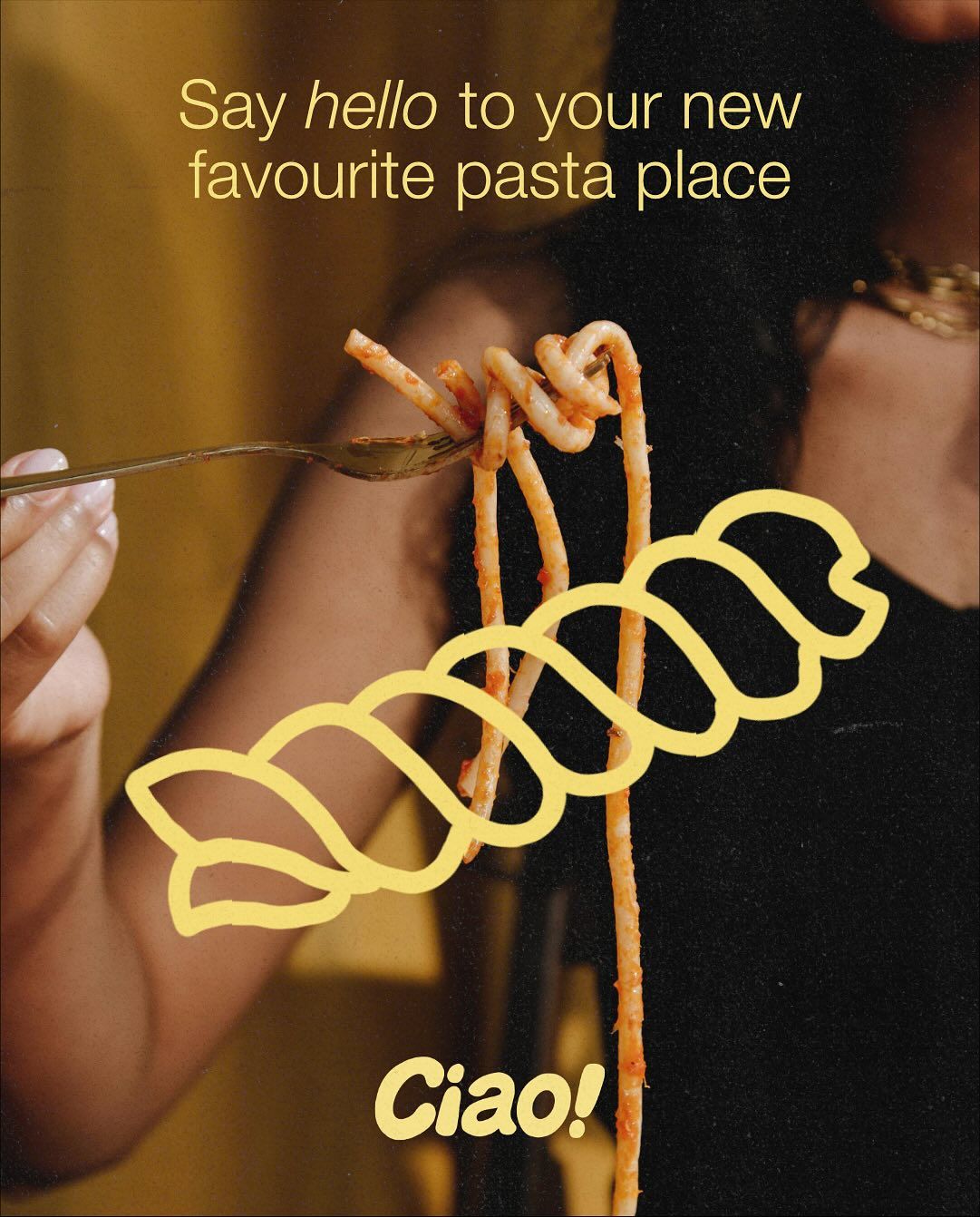 Instagram post: Playful illustrated pasta integration