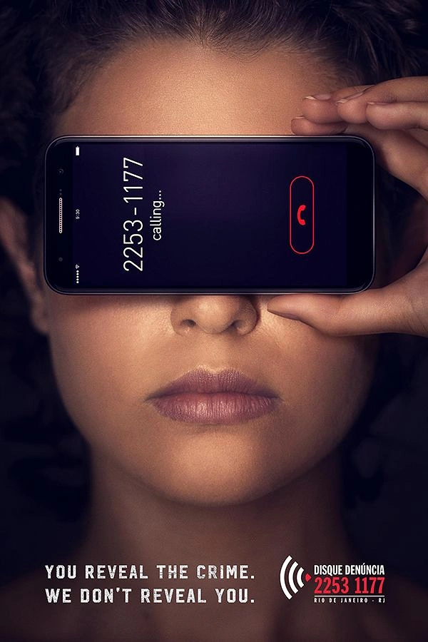 Cybersecurity Companies creative ad: Phone blindfold signals anonymous reporting