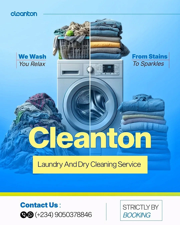 Laundry & Dry Cleaning creative ad: Split before/after: dirty versus folded clothes