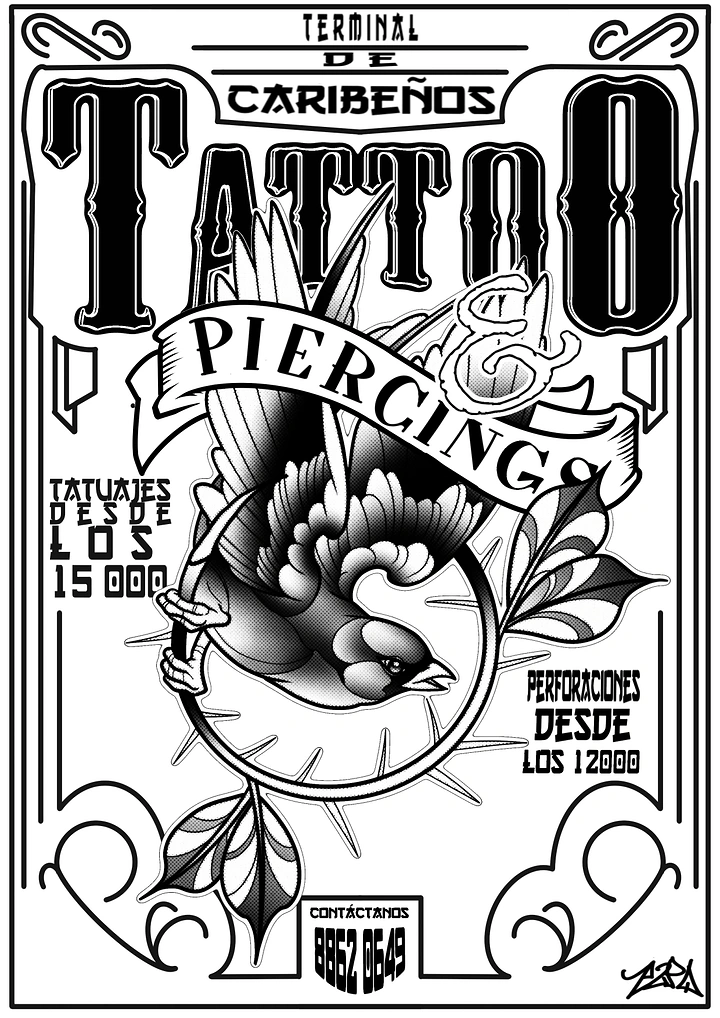 Tattoo Studios creative ad: Traditional flash illustration as poster