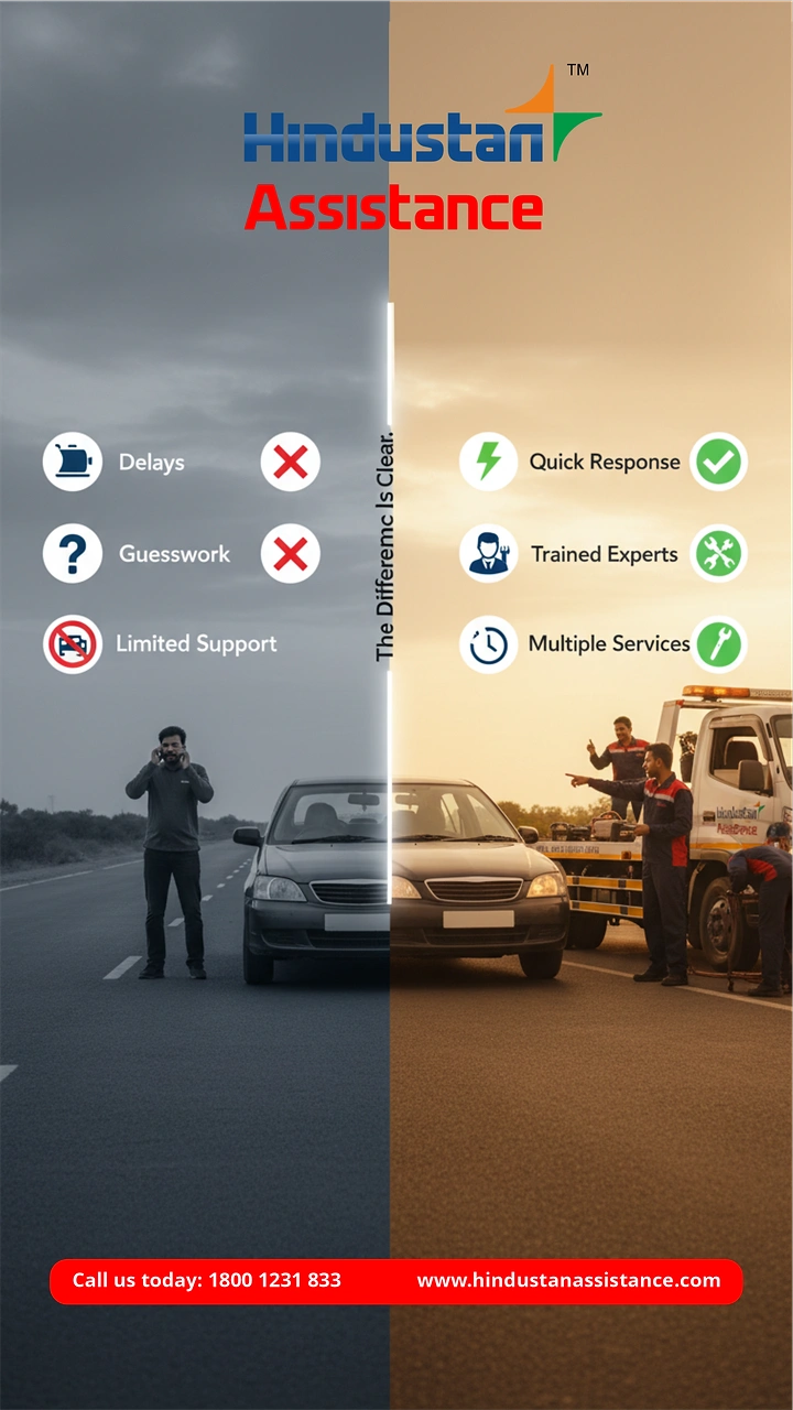 Towing & Roadside Assistance creative ad: Split-screen bad-versus-good service metaphor