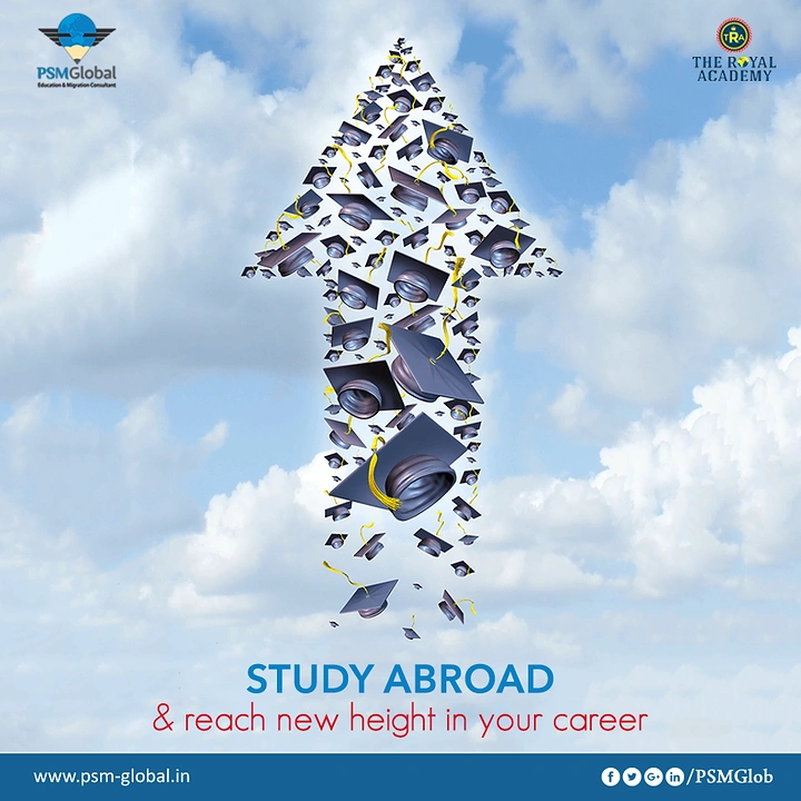 Study Abroad Consultants creative ad: Documents form a student silhouette