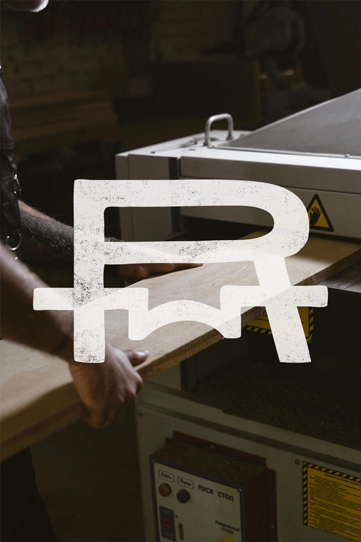 Carpenters & Woodwork creative ad: Logo letterform echoes sawn wood profile