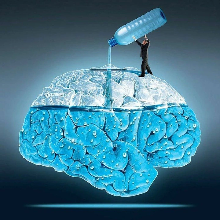 Packaged Drinking Water creative ad: Brain-shaped water metaphor, sharply executed