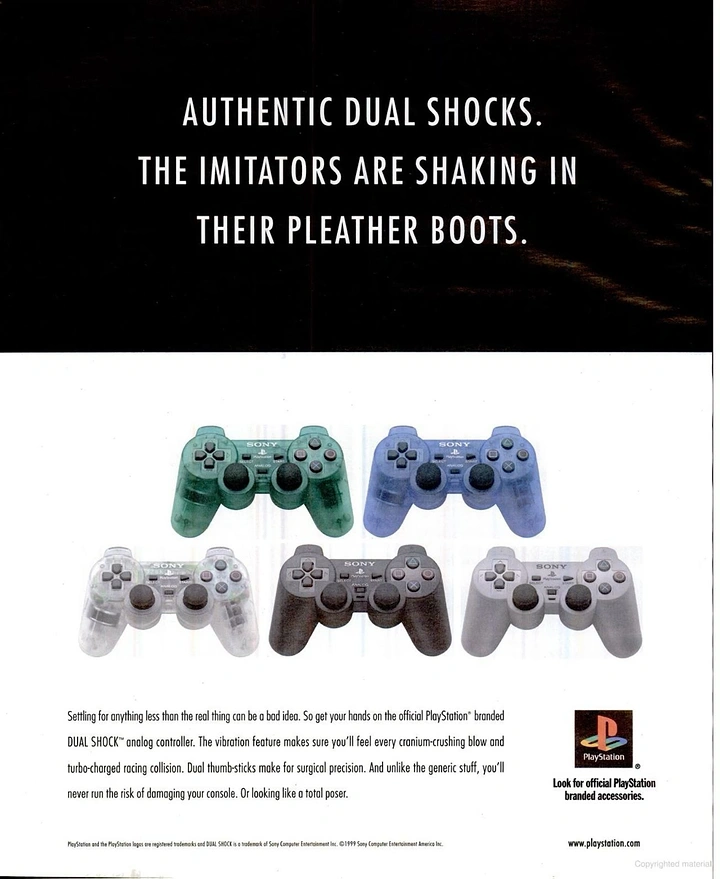 Gaming & Esports creative ad: Witty 'shaking' copy for DualShock