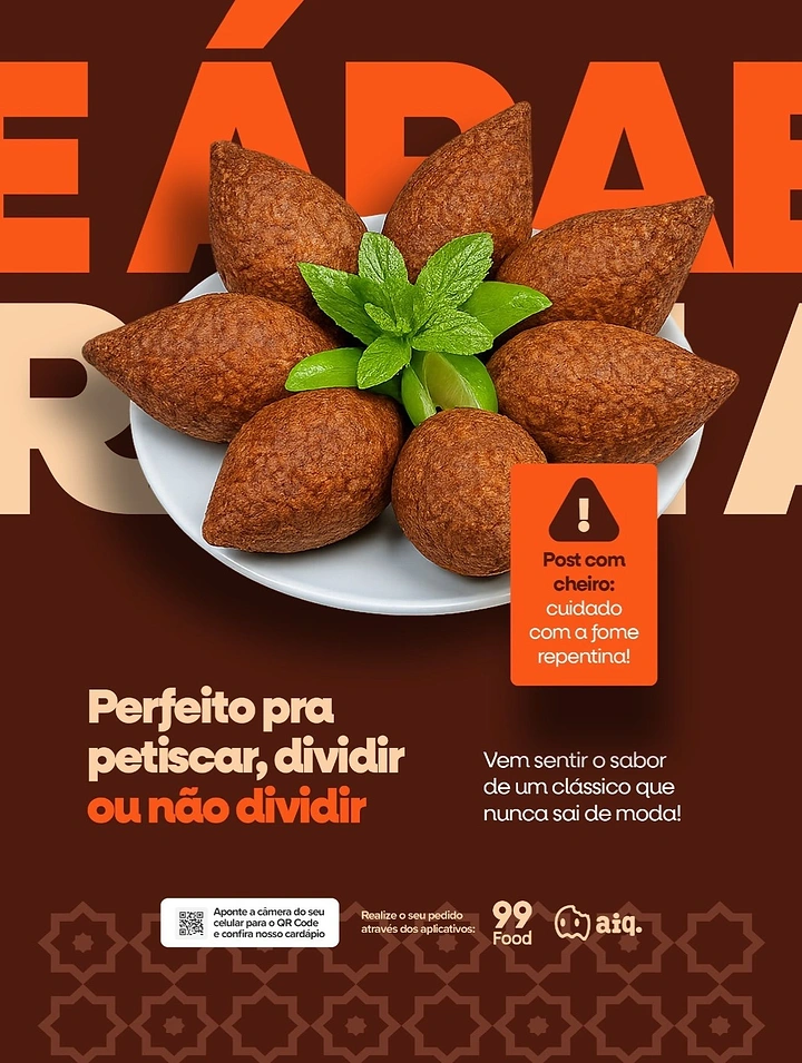 Arabic & Middle Eastern Restaurants creative ad: Kibbeh arranged as graphic flower