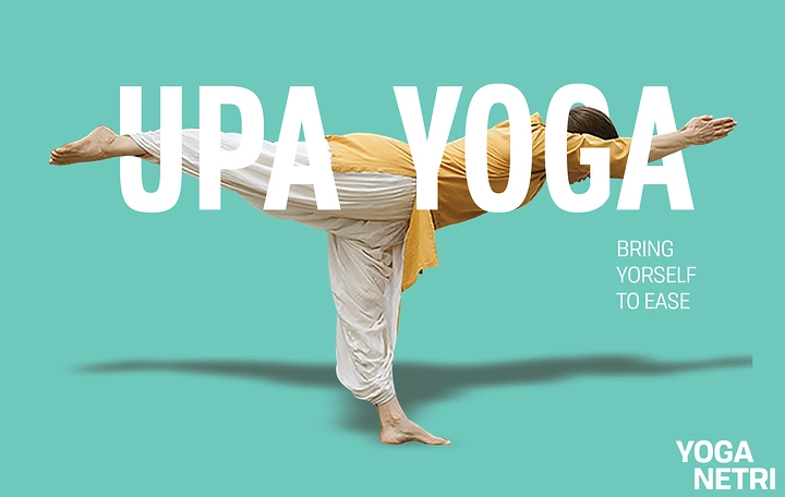 Yoga Studios creative ad: Yoga pose woven through bold headline