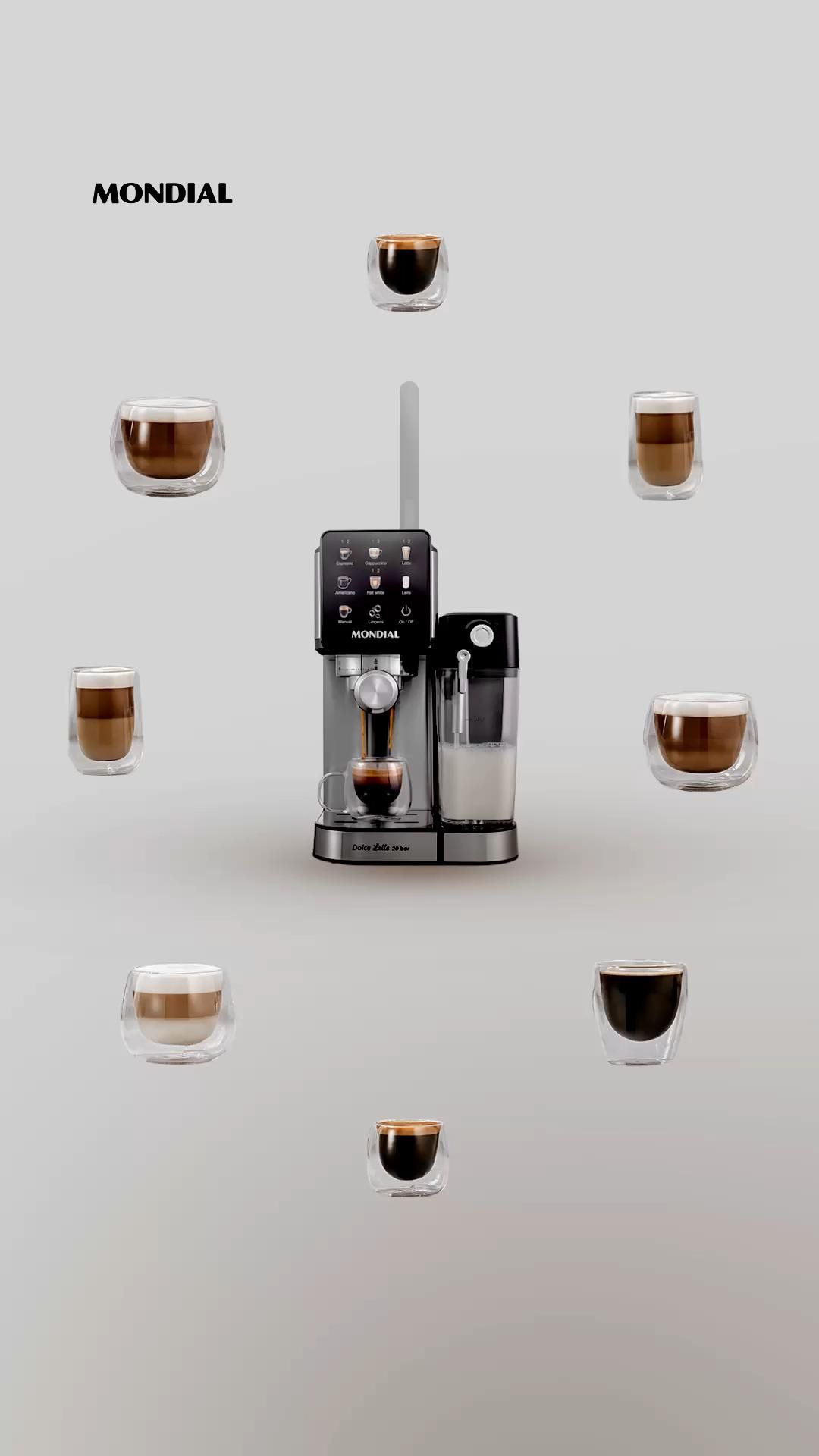 Story: Floating coffee cups orbit espresso machine