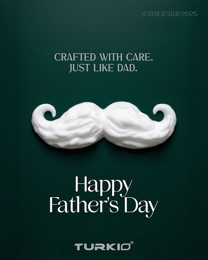 Father's Day creative ad: Handlebar moustache sculpted from white shaving foam