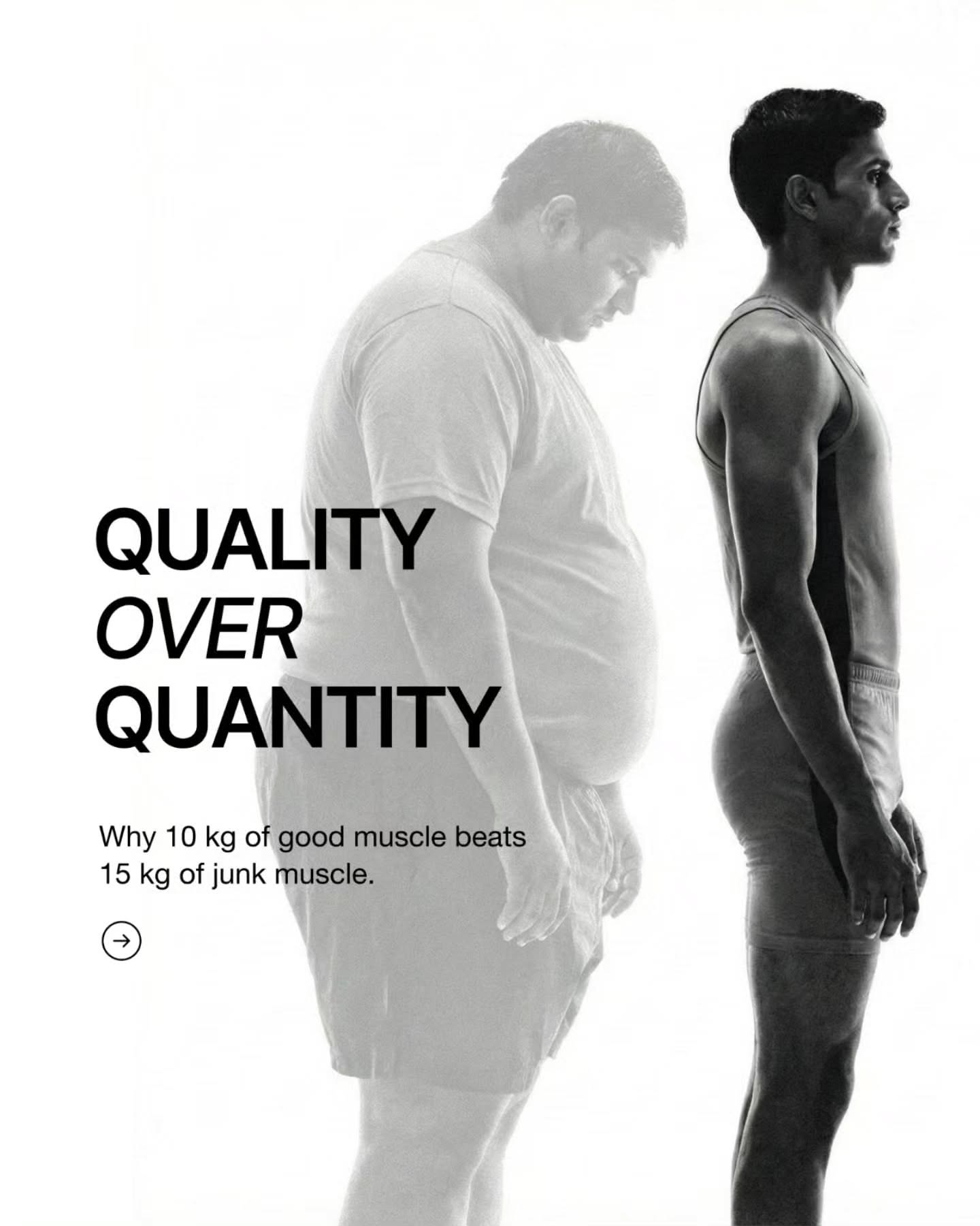 Carousel: Faded overweight man beside a lean muscular man in profile, slide 1