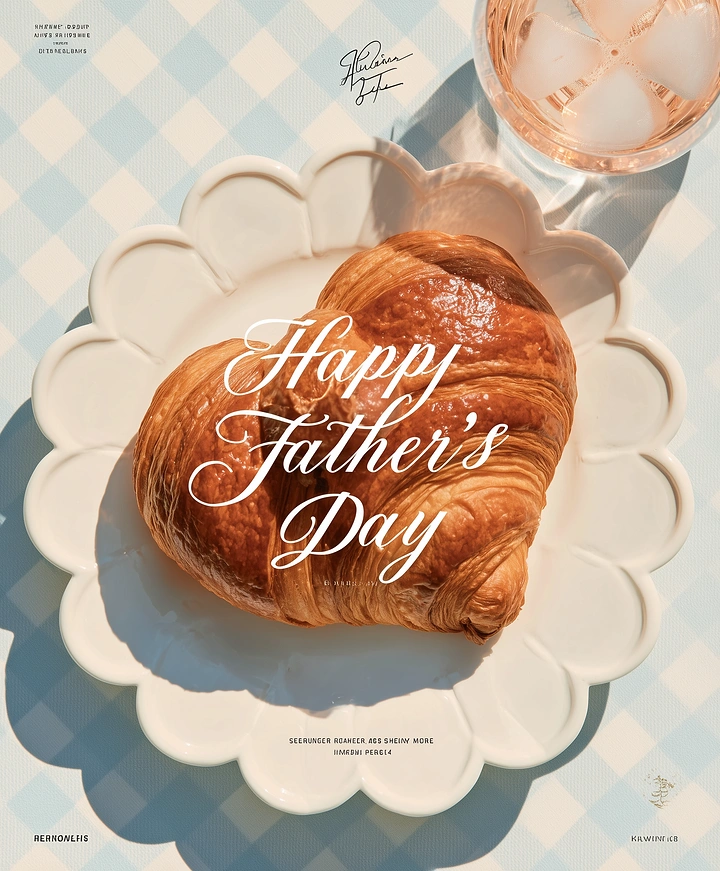 Father's Day creative ad: Heart-shaped croissant on a scalloped plate