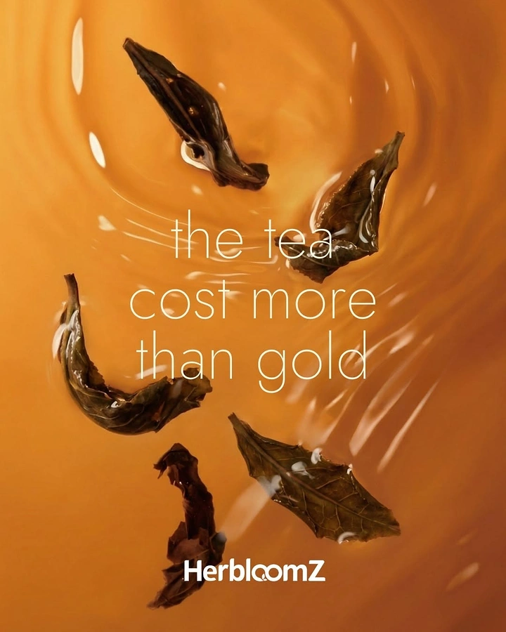 Tea & Chai Brands creative ad: Leaves swirling, 'cost more than gold'