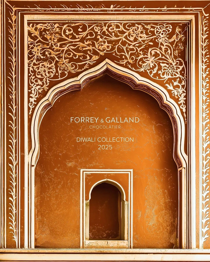 Diwali creative ad: Ornate Rajasthani arched niche in saffron plaster